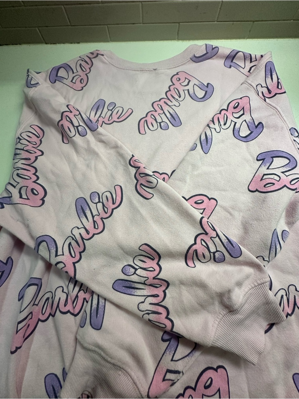 Barbie Light Pink Sweatshirt with Purple & Pink Logo Print - Picture 2 of 5